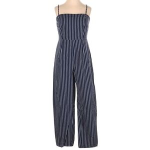 Kendall & Kylie Blue White Square-Neck Cami Jumpsuit M Wide Leg‎ Coastal Boho